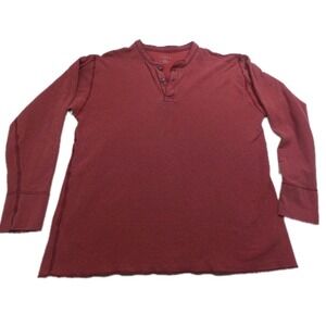 L.L.Bean Henley Thermal Shirt XL Red Long Sleeve  Knit Casual Outdoor